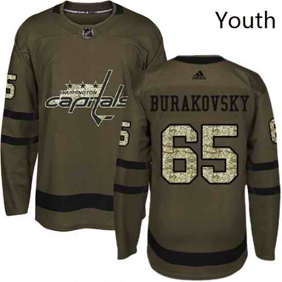 Youth Adidas Washington Capitals 65 Andre Burakovsky Authentic Green Salute to Service NHL Jersey